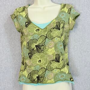 Vtg Y2K Old Navy Perfect Fit T Shirt Size M Double Layer Roll Hem Lizzie Maguire